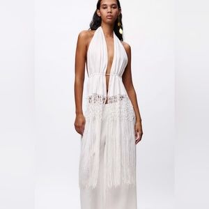 Zara fringe halter top. Small. Tags were taken off but never worn